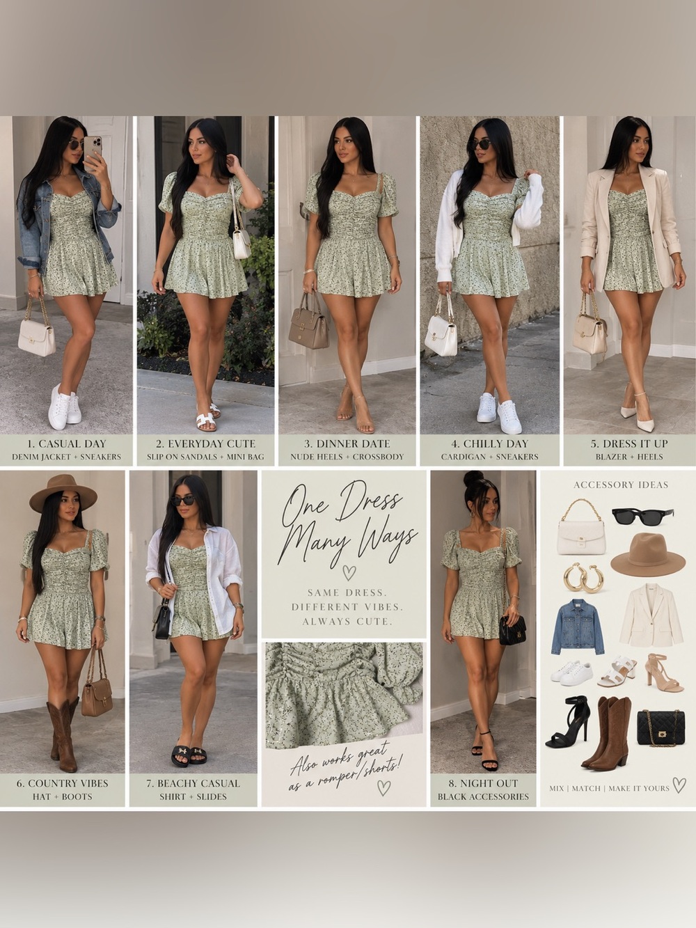 She + Sky Mint Green Floral Ruched Square-Neck Dress